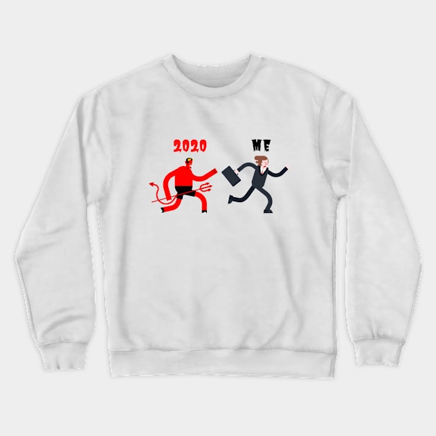 Devil chase Funny 2020 sticker Crewneck Sweatshirt by Ken Adams Store